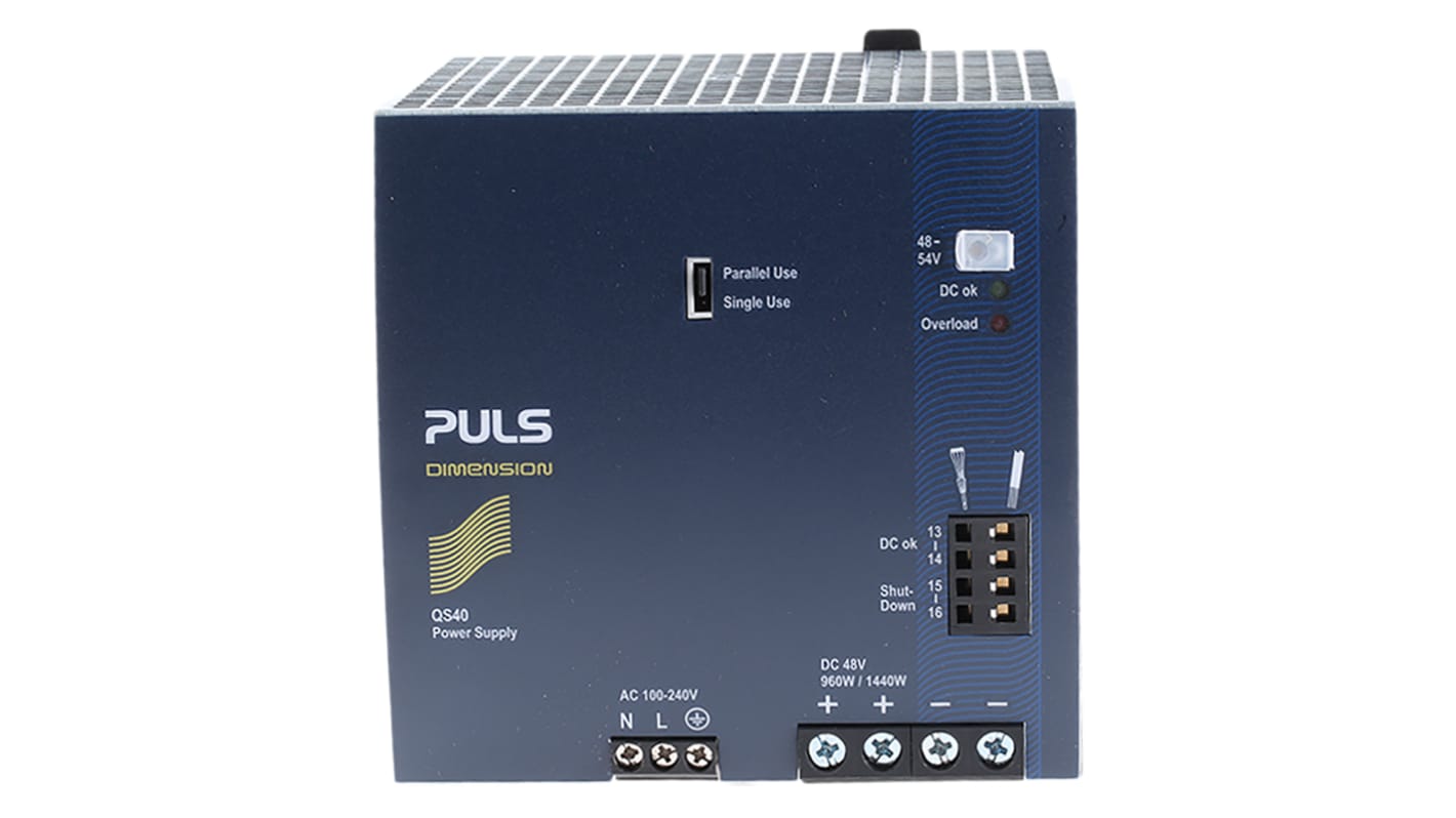 PULS DIMENSION Q Switch Mode DIN Rail Power Supply, 100 → 240V ac ac Input, 48V dc dc Output, 20A Output, 960W