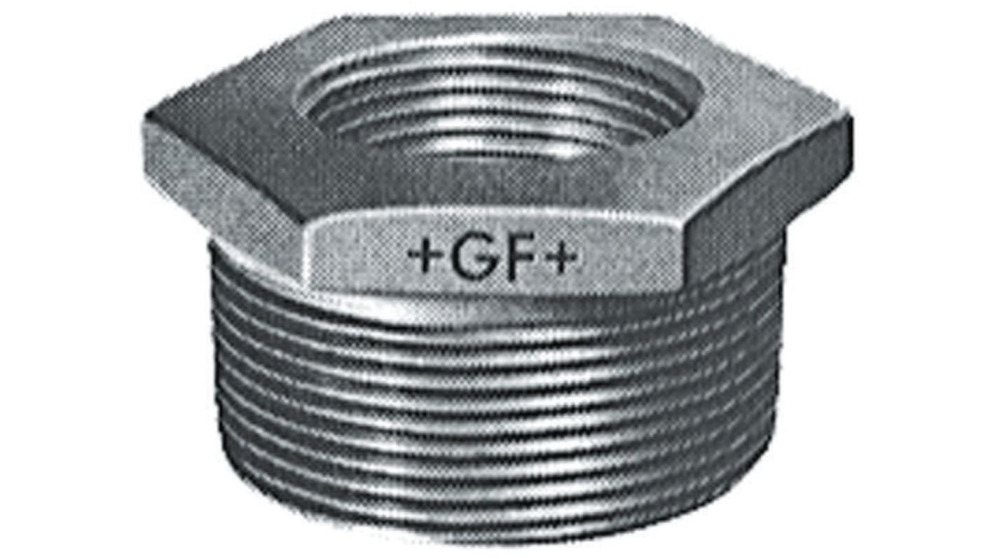 Georg Fischer Black Malleable Iron Fitting, Straight Reducer Bush, Male BSPT 1-1/2in to Female BSPP 1/2in