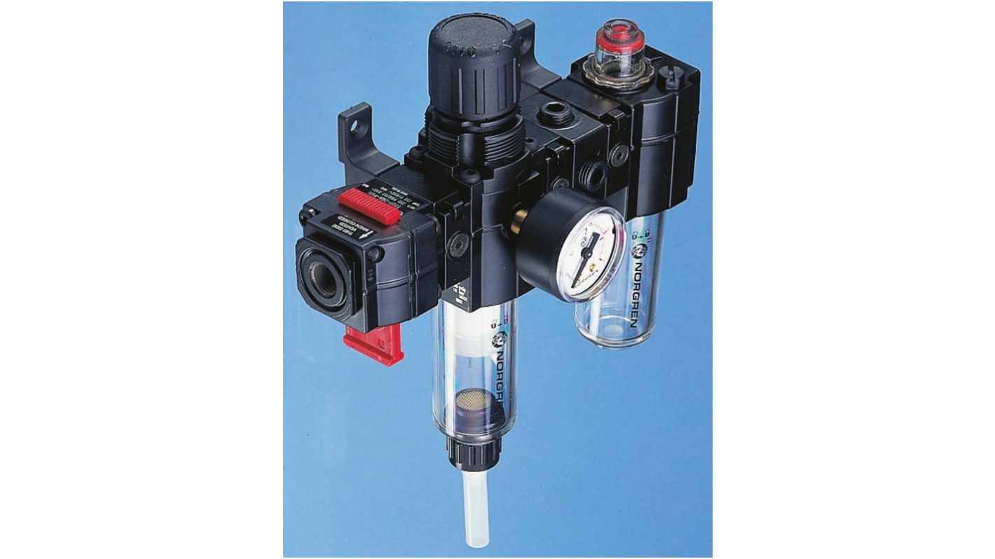 Norgren G 1/4 FRL, Semi Automatic Drain, 40μm Filtration Size - Without Pressure Gauge