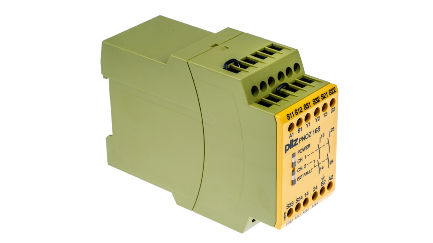 Pilz PNOZ 16S Series Dual-Channel Safety Switch/Interlock Safety Relay, 24 V dc, 110V ac, 2 Safety Contact(s)