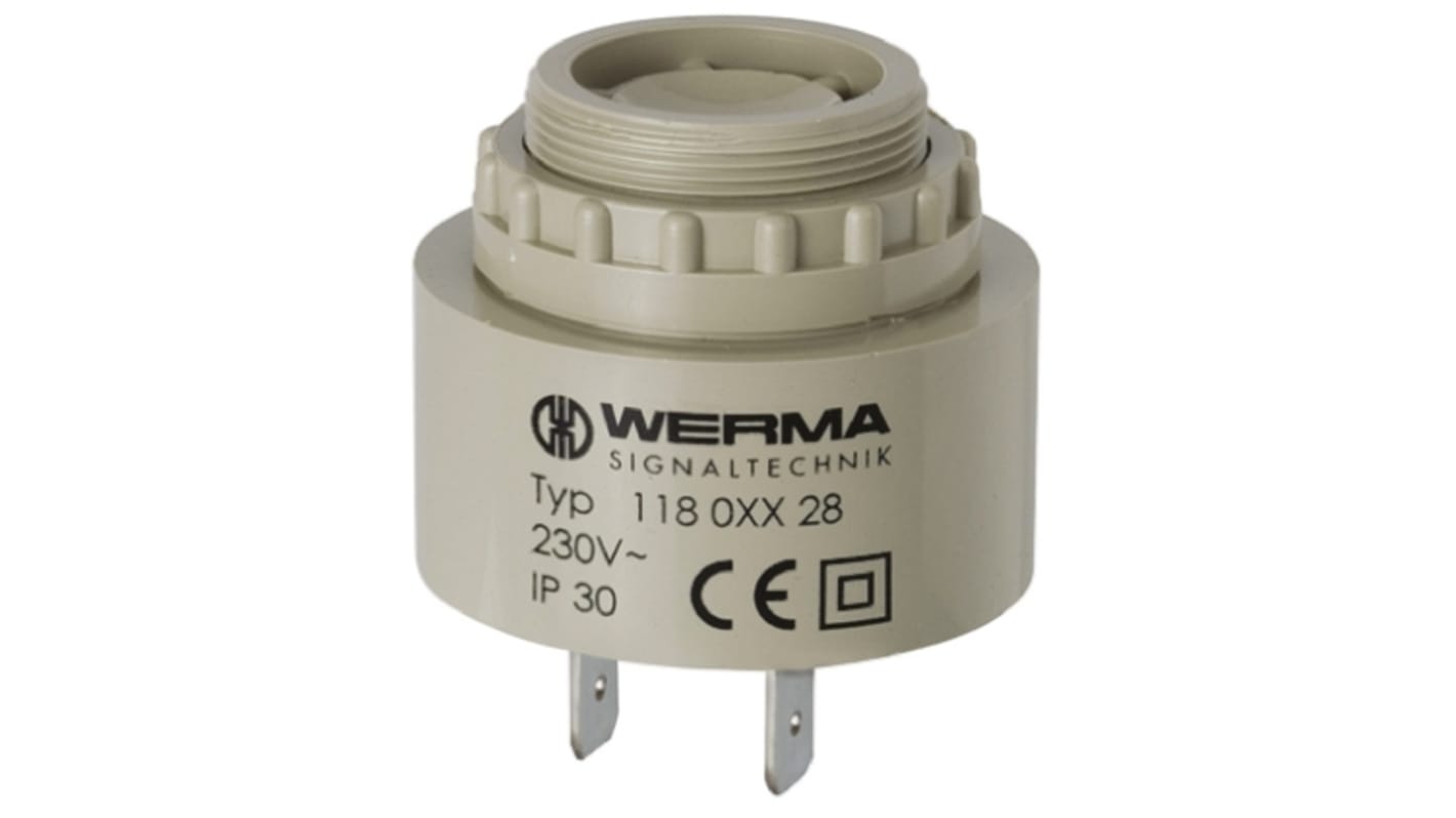 Werma 90dB Panel Mount Continuous Internal Piezo Buzzer, 43 x 38mm, 230V ac Max