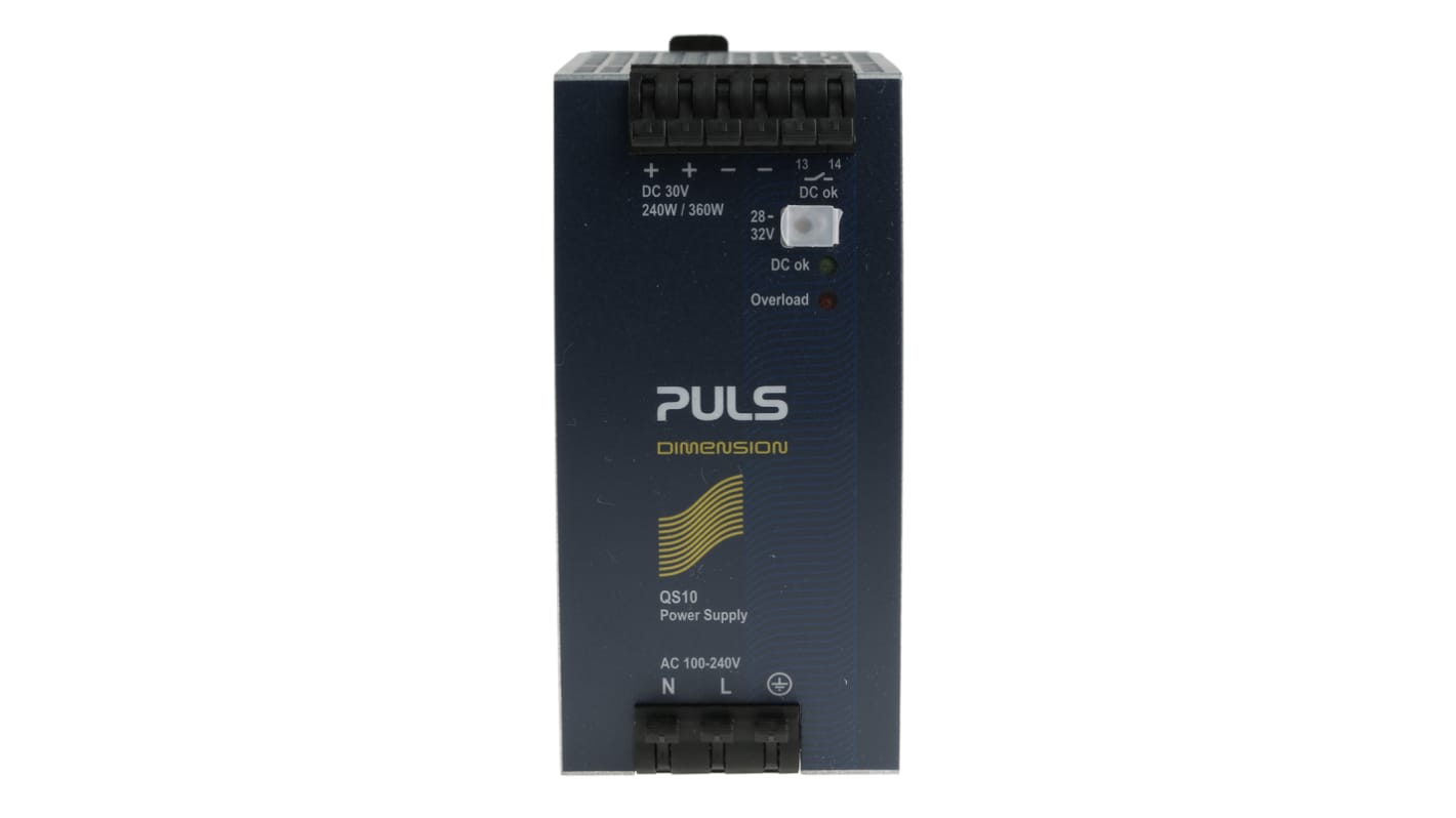 PULS DIMENSION Q Switch Mode DIN Rail Power Supply, 100 → 240V ac ac, dc Input, 30V dc dc Output, 8A Output, 240W