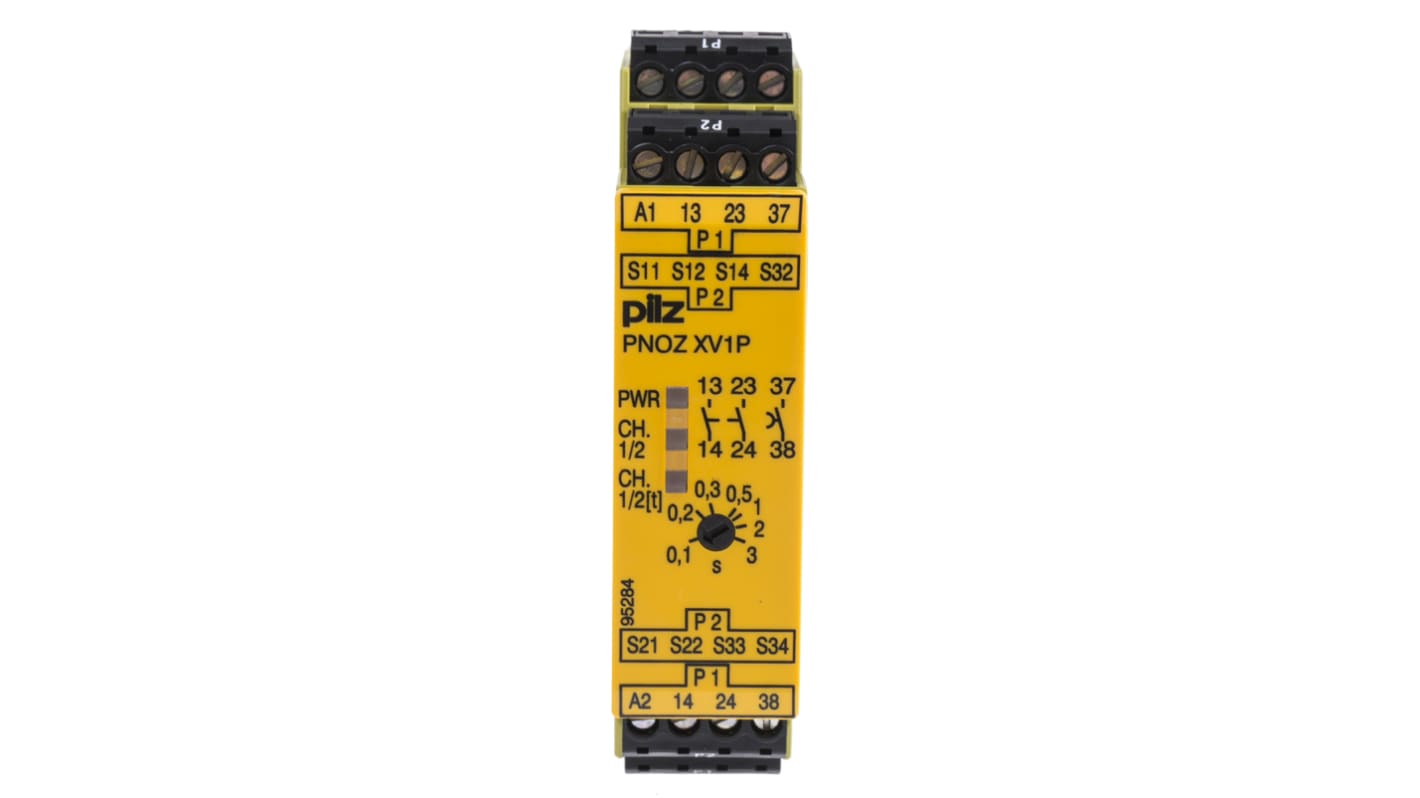 Pilz PNOZ XV1P Series Single/Dual-Channel Safety Switch/Interlock Safety Relay, 24V dc, 2 Safety Contact(s)
