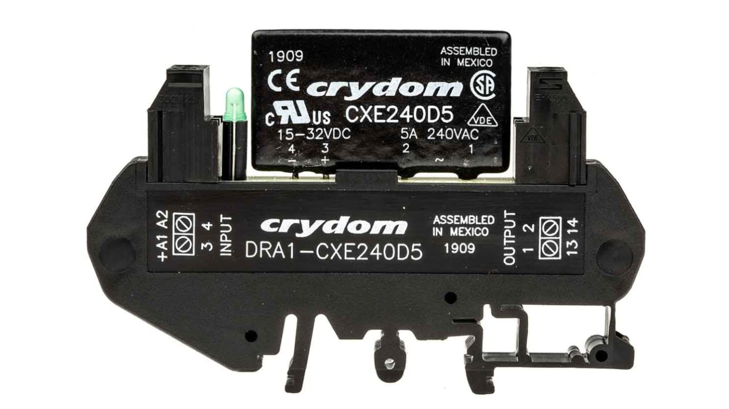 Sensata / Crydom DIN Rail Solid State Interface Relay, 5 A rms Max Load, 280 V ac Max Load, 32 V dc Max Control