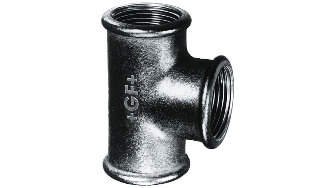 Georg Fischer Black Oxide Malleable Iron Fitting Tee, Female BSPP 1/2in to Female BSPP 1/2in to Female BSPP 1/2in