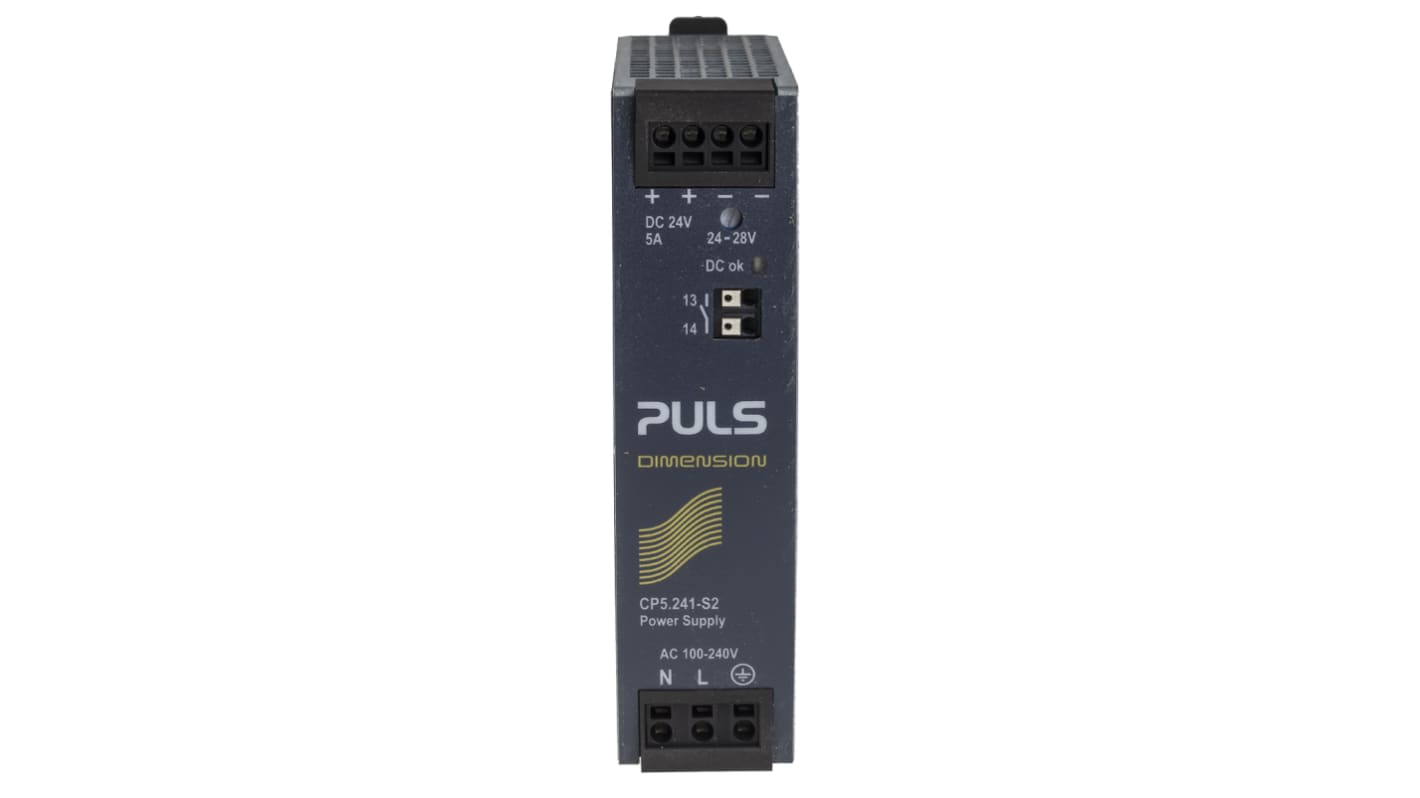 PULS CP DIN Rail Power Supply, 100 → 240V ac ac, dc Input, 24V dc dc Output, 5A Output, 120W