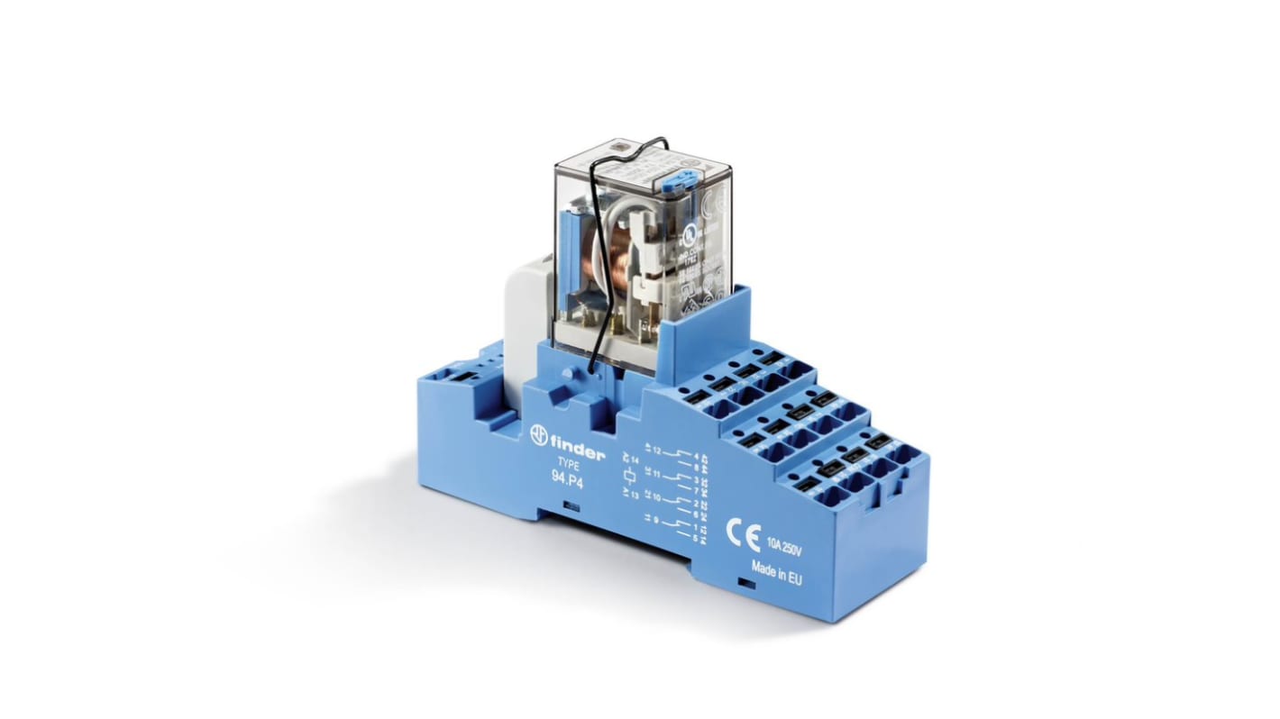 Finder  DIN Rail Mount Interface Relay, 12V dc Coil, 7A Load Current, 4PDT