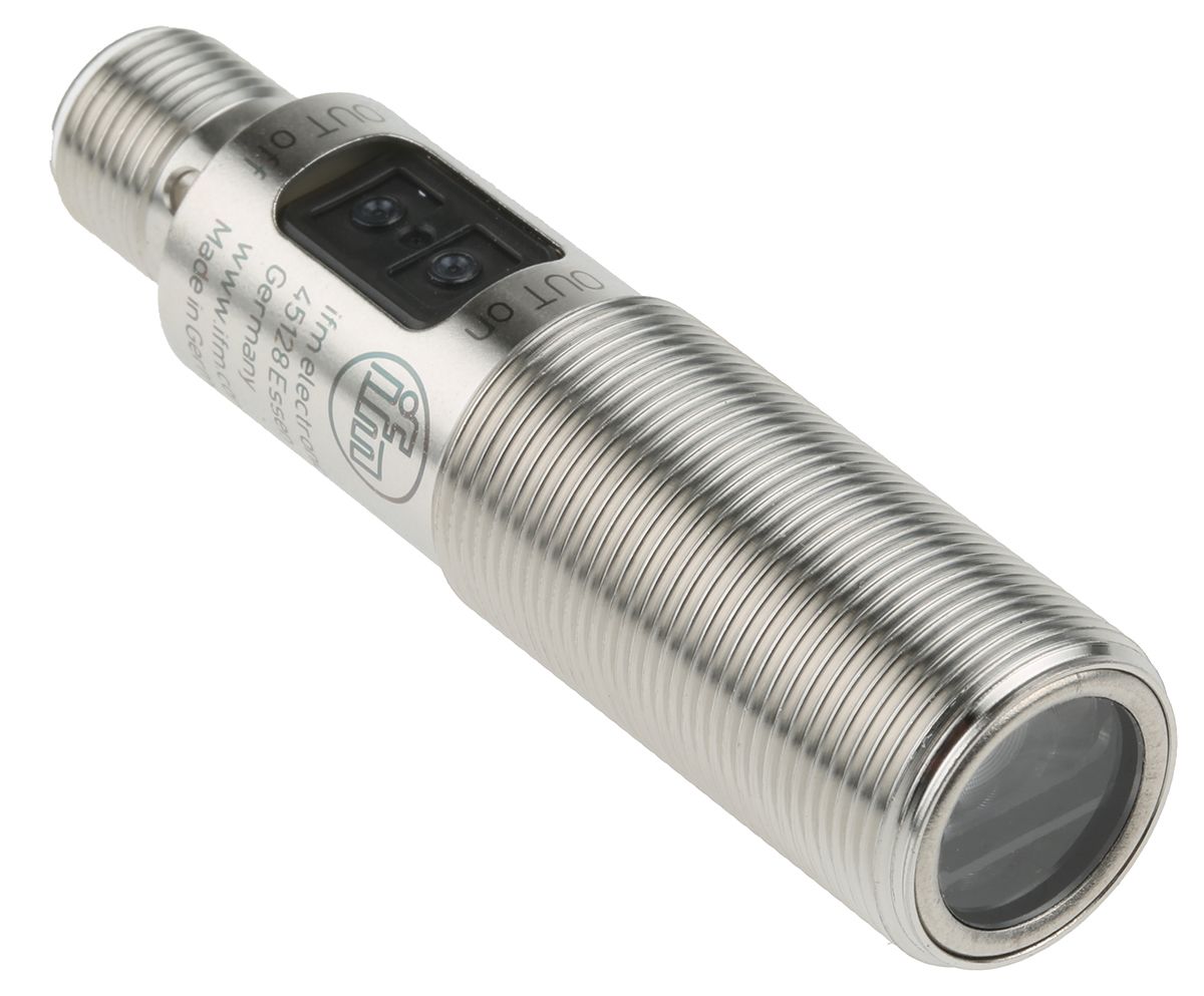 ifm electronic Diffuse Photoelectric Sensor, Barrel Sensor, 15 mm → 300 mm Detection Range