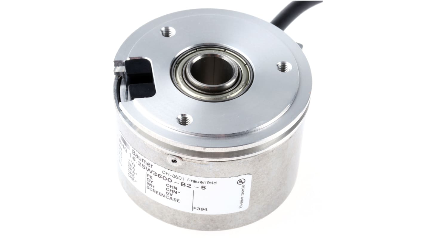 Baumer BHG Series Optical Incremental Encoder, 3600 ppr, HTL/Push Pull Signal, Hollow Type, 12mm Shaft