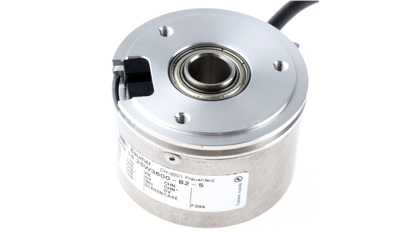 Baumer BHG Series Optical Incremental Encoder, 3600 ppr, HTL/Push Pull Signal, Hollow Type, 12mm Shaft