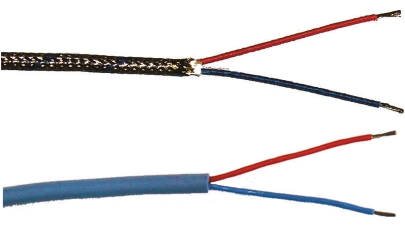 Jumo Type L Thermocouple & Extension Wire, 25m, Unscreened, Fibreglass Insulation, +350°C Max