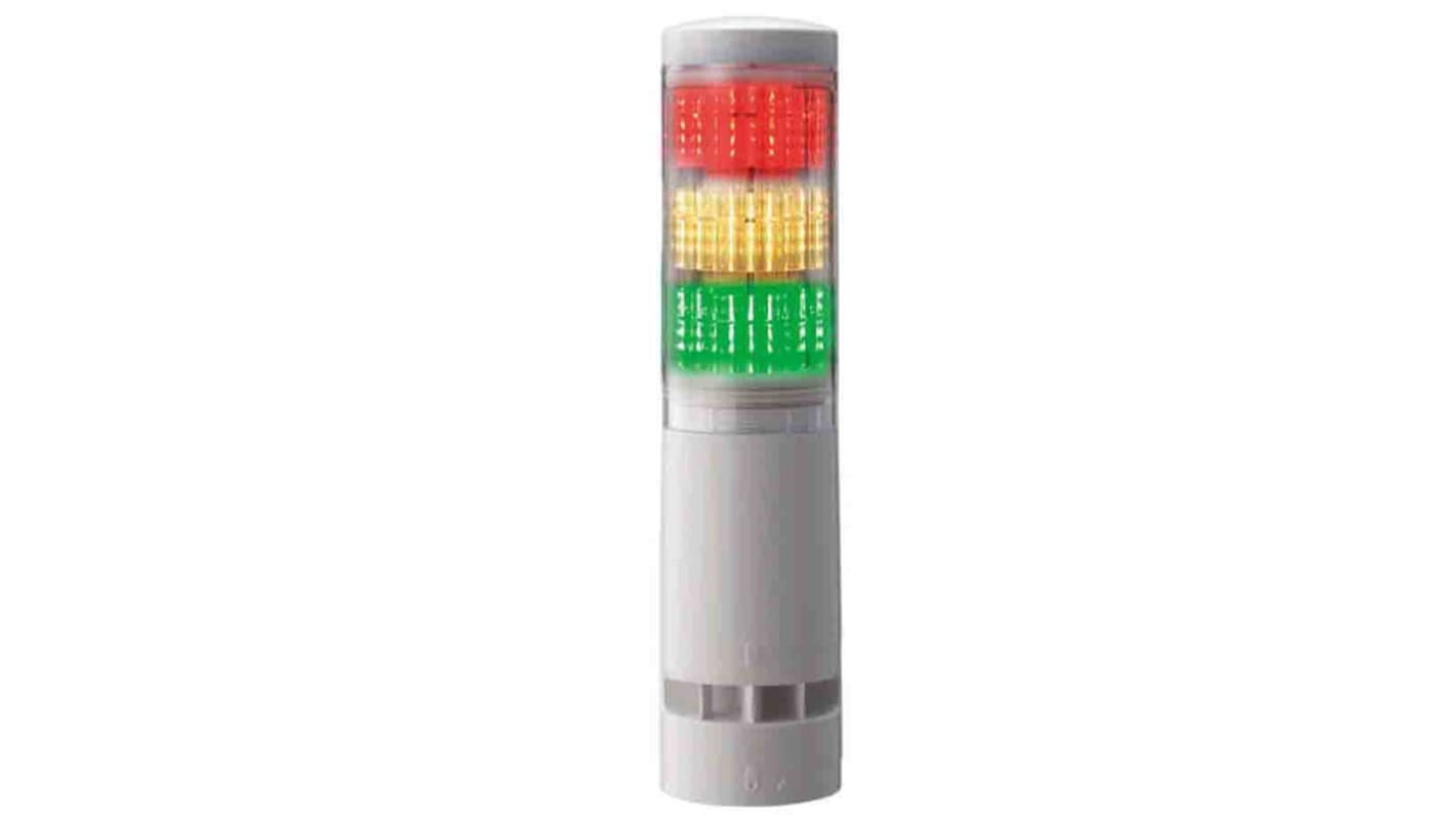 Patlite LA6 Series Clear Buzzer Signal Tower, 3 Lights, 24 V dc, Direct Mount