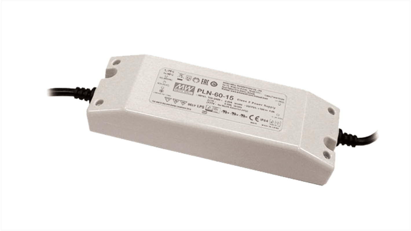 Mean Well LED Driver, 12V Output, 60W Output, 5A Output, Constant Voltage