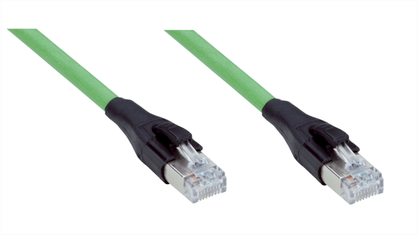 Male RJ45 to Male RJ45 Ethernet Cable, Green Polyurethane Sheath, 5m