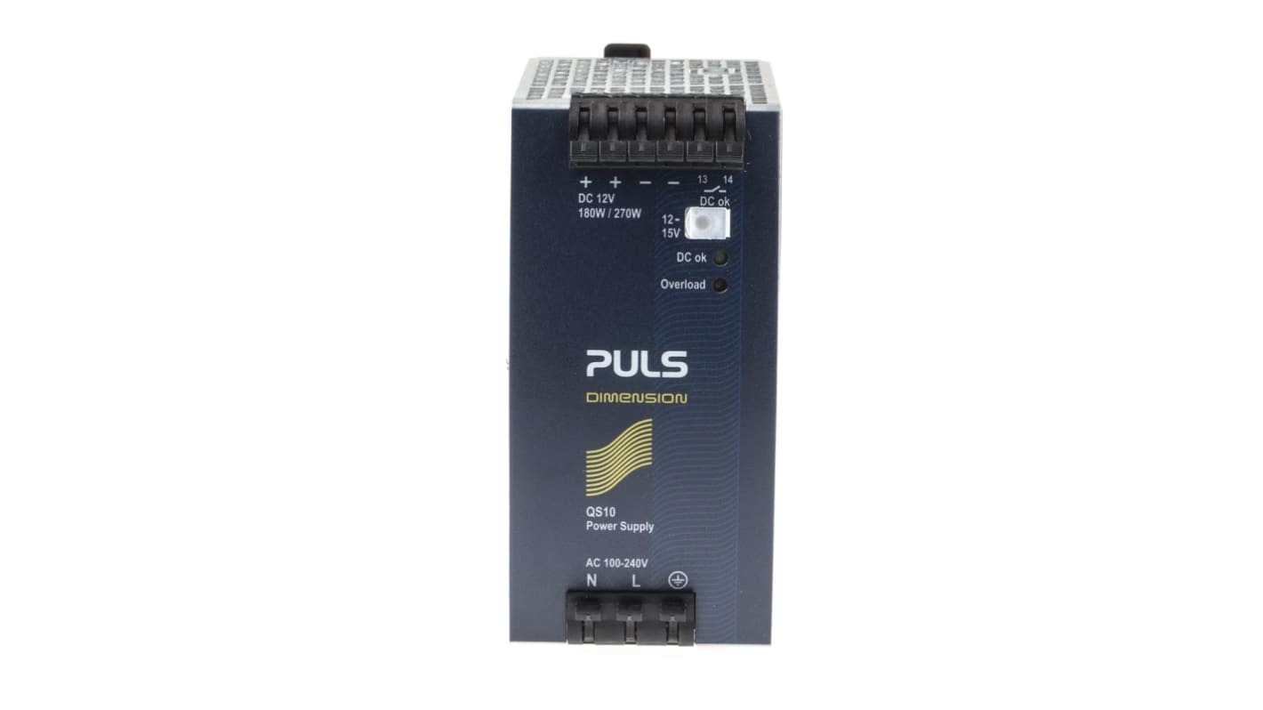 PULS DIMENSION Q Switch Mode DIN Rail Power Supply, 100 → 240V ac ac, dc Input, 12V dc dc Output, 15A Output,