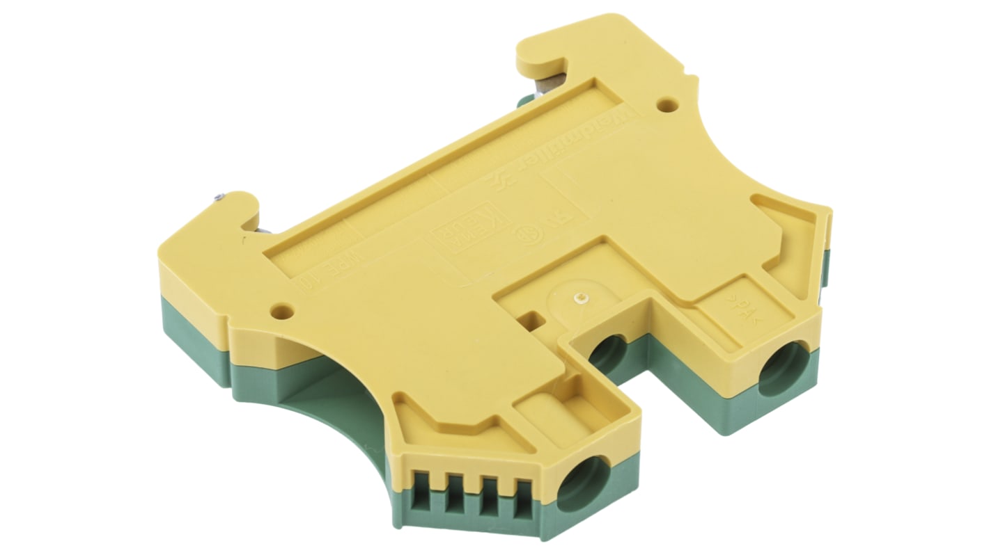 Weidmuller 2-Way WPE 10 Earth Terminal Block, 10mm², 16 → 6 AWG Wire, Screw Down, Wemid Housing, ATEX