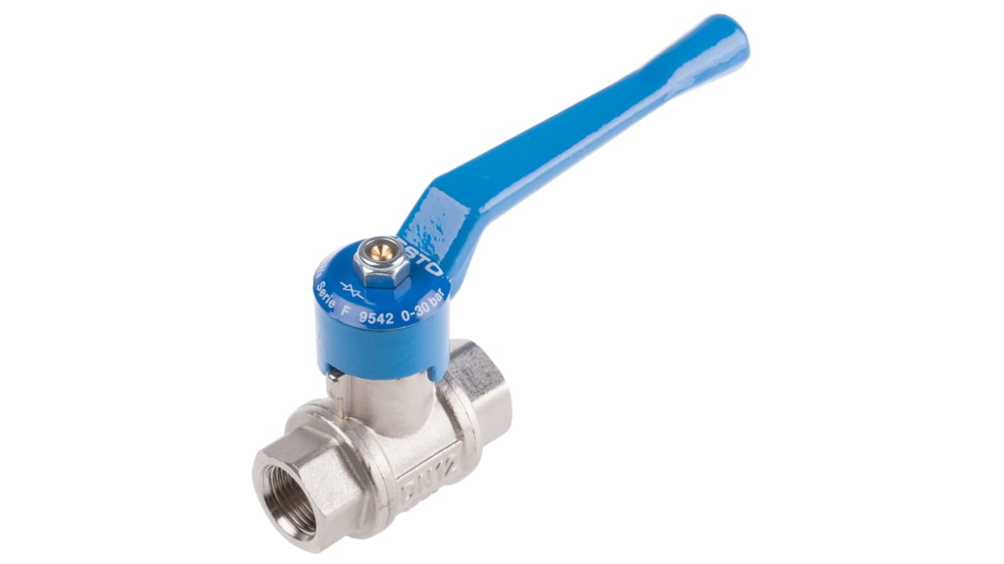 Festo Brass 2 Way, Ball Valve, G 9.53mm, 12mm, -0.95 → 30bar Operating Pressure