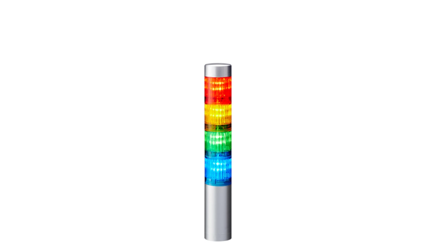 Patlite LR4 Series Coloured Buzzer Signal Tower, 4 Lights, 24 V dc, Direct Mount