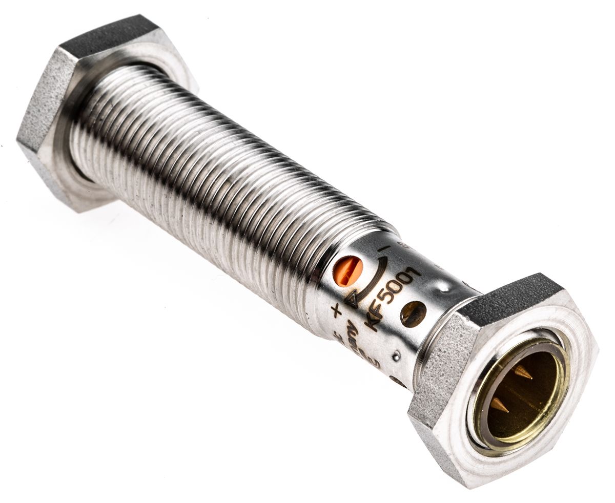 ifm electronic Capacitive Barrel-Style Proximity Sensor, M12 x 1, 6 mm Detection, PNP Output, 10 → 36 V dc, IP65