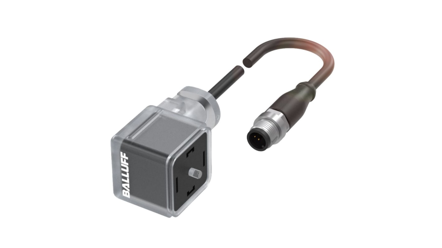 BALLUFF Right Angle DIN 43650 Form A to Straight Male M12 Sensor Actuator Cable, 5m
