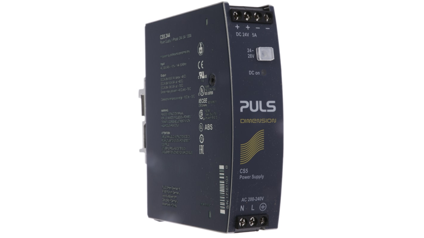 PULS C Switch Mode DIN Rail Power Supply, 230V ac, 24V dc dc Output, 5A Output, 120W