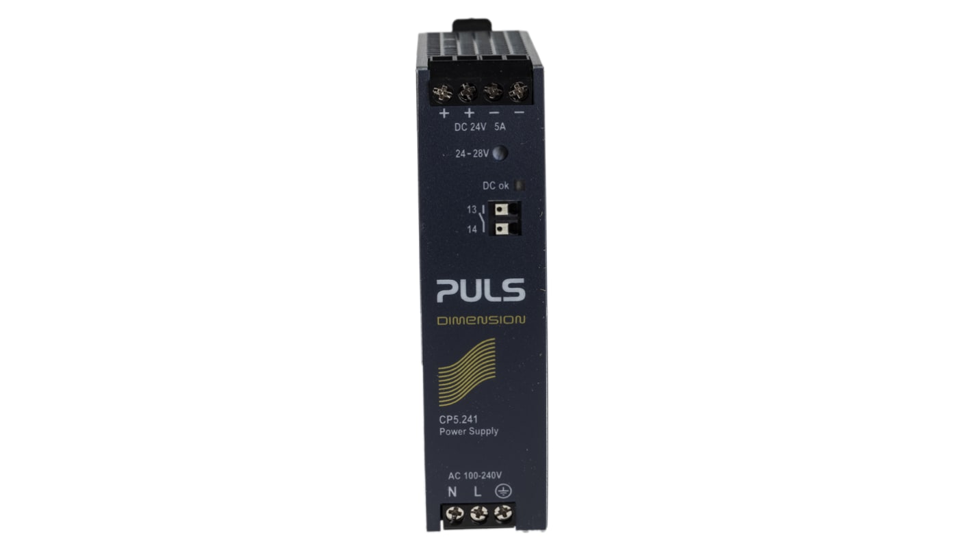 PULS CP DIN Rail Power Supply, 100 → 240V ac ac, dc Input, 24V dc dc Output, 5A Output, 120W