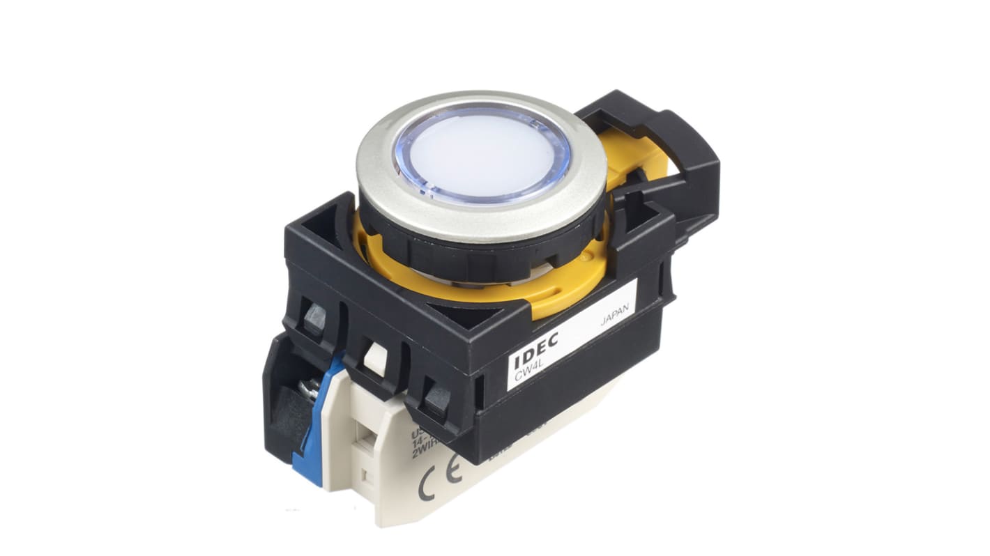 Idec CW Series Illuminated Push Button, Panel Mount, SPST, 22mm Cutout, IP65