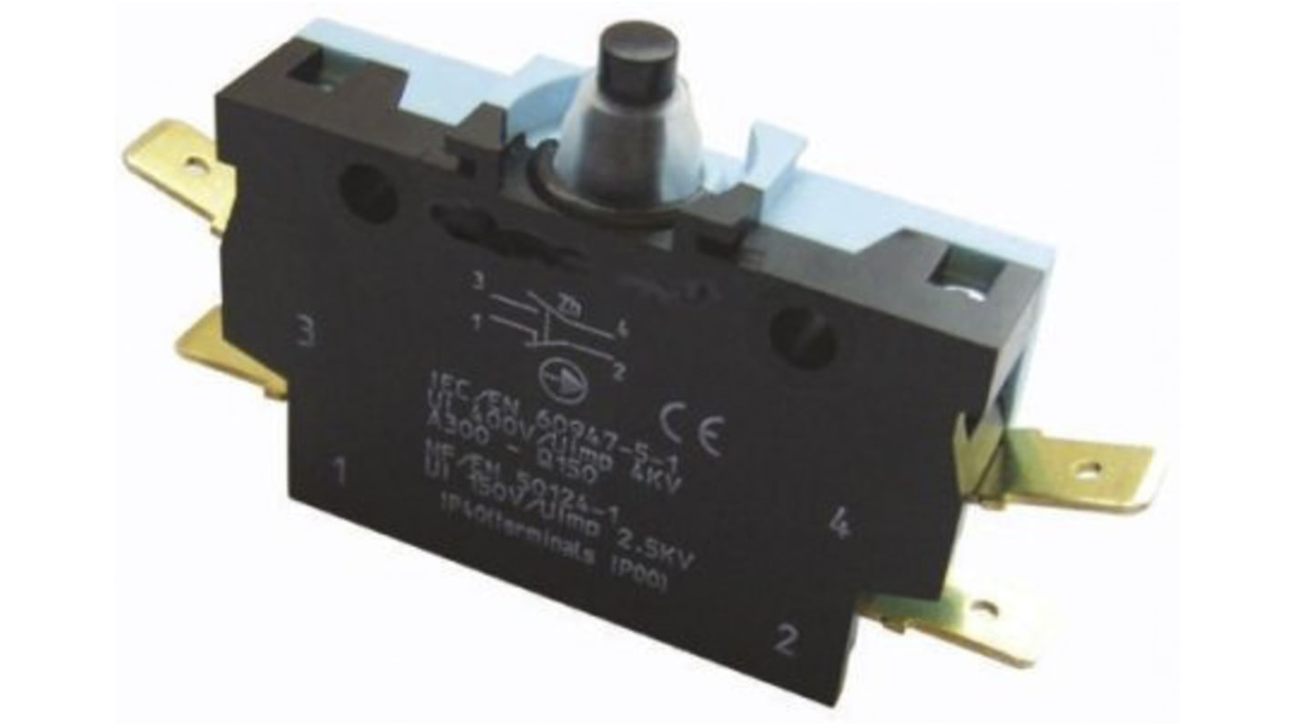 Crouzet Plunger Micro Switch, Screw Terminal, 6 A @ 250 V ac, DT-NO/NC, IP40