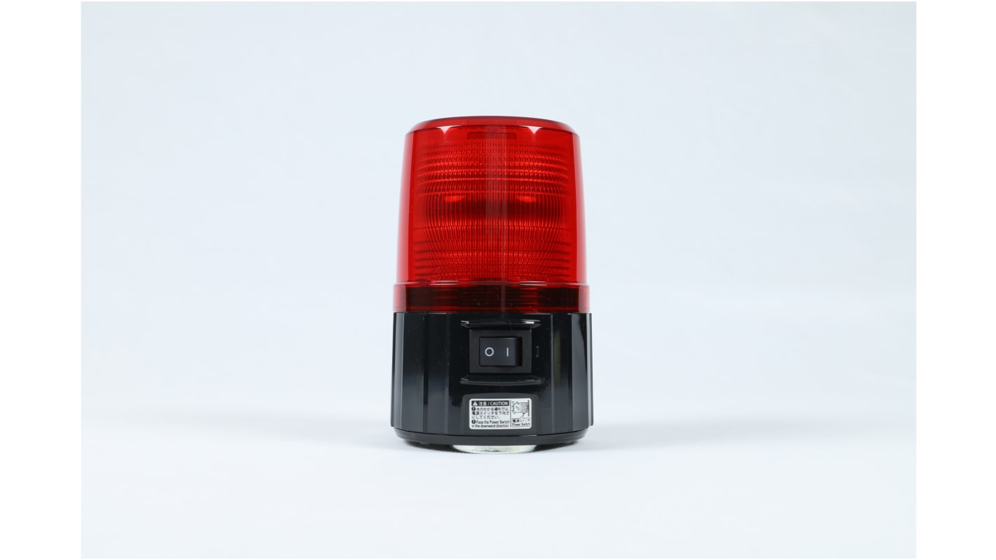 Patlite PFH Series Red Flashing Beacon, 6 V dc (4 - LR6 Alkaline dry cell batteries), Magnetic Mount, LED Bulb, IP55