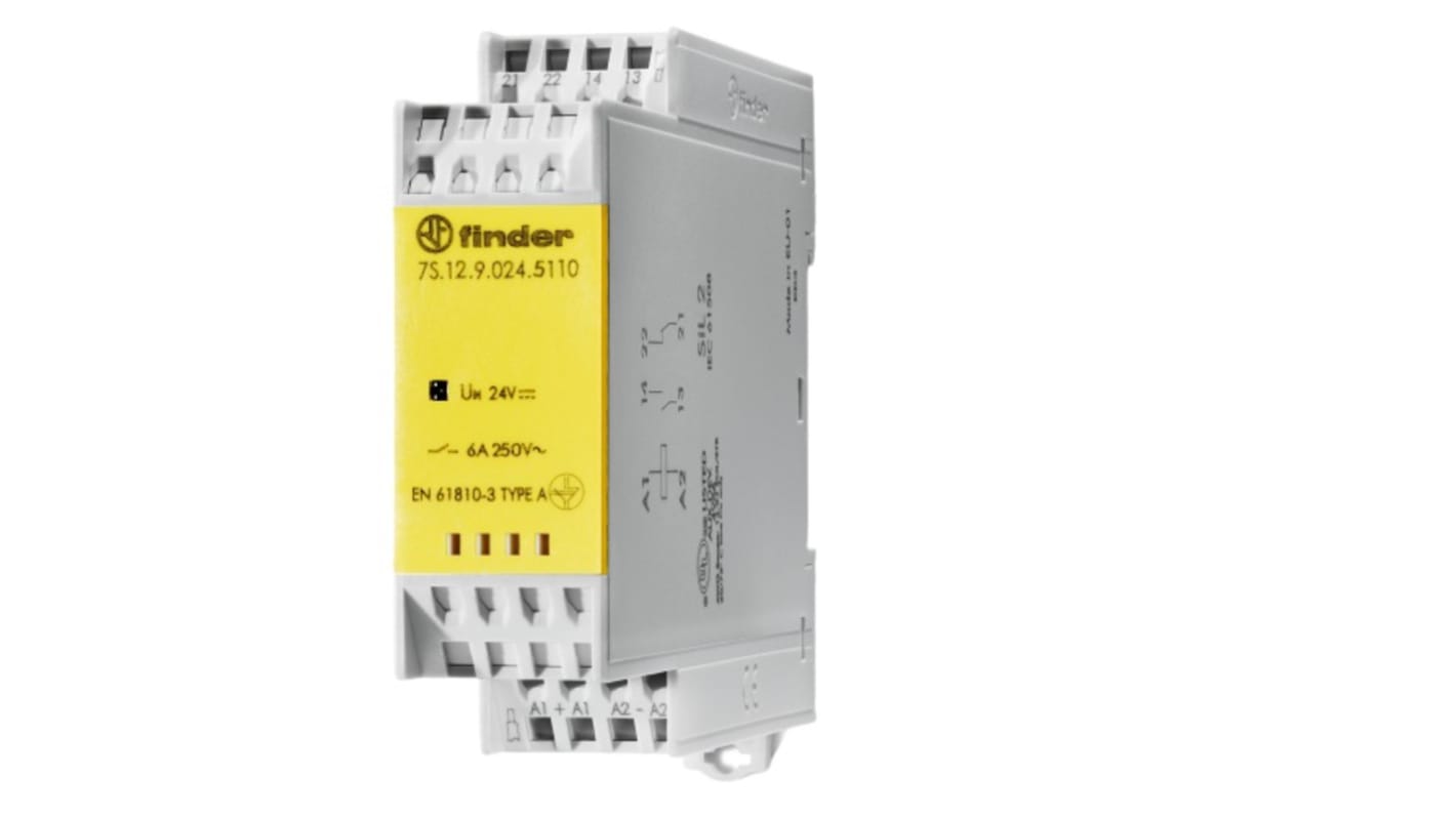 Finder DIN Rail Non-Latching Relay with Guided Contacts , 120V ac Coil, 6A Switching Current, SPDT