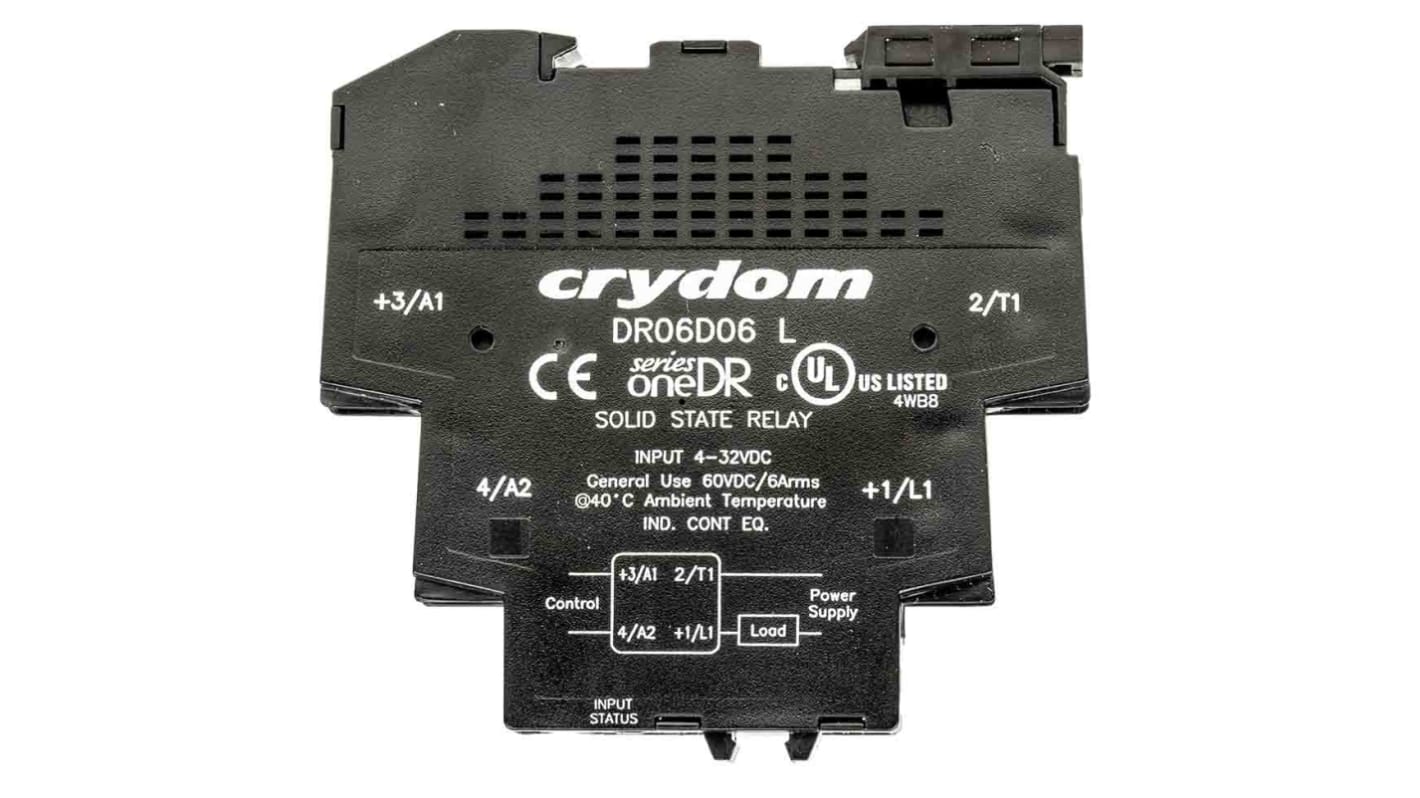 Sensata / Crydom DIN Rail Solid State Interface Relay, 6 A Max Load, 60 V dc Max Load, 32 V dc Max Control