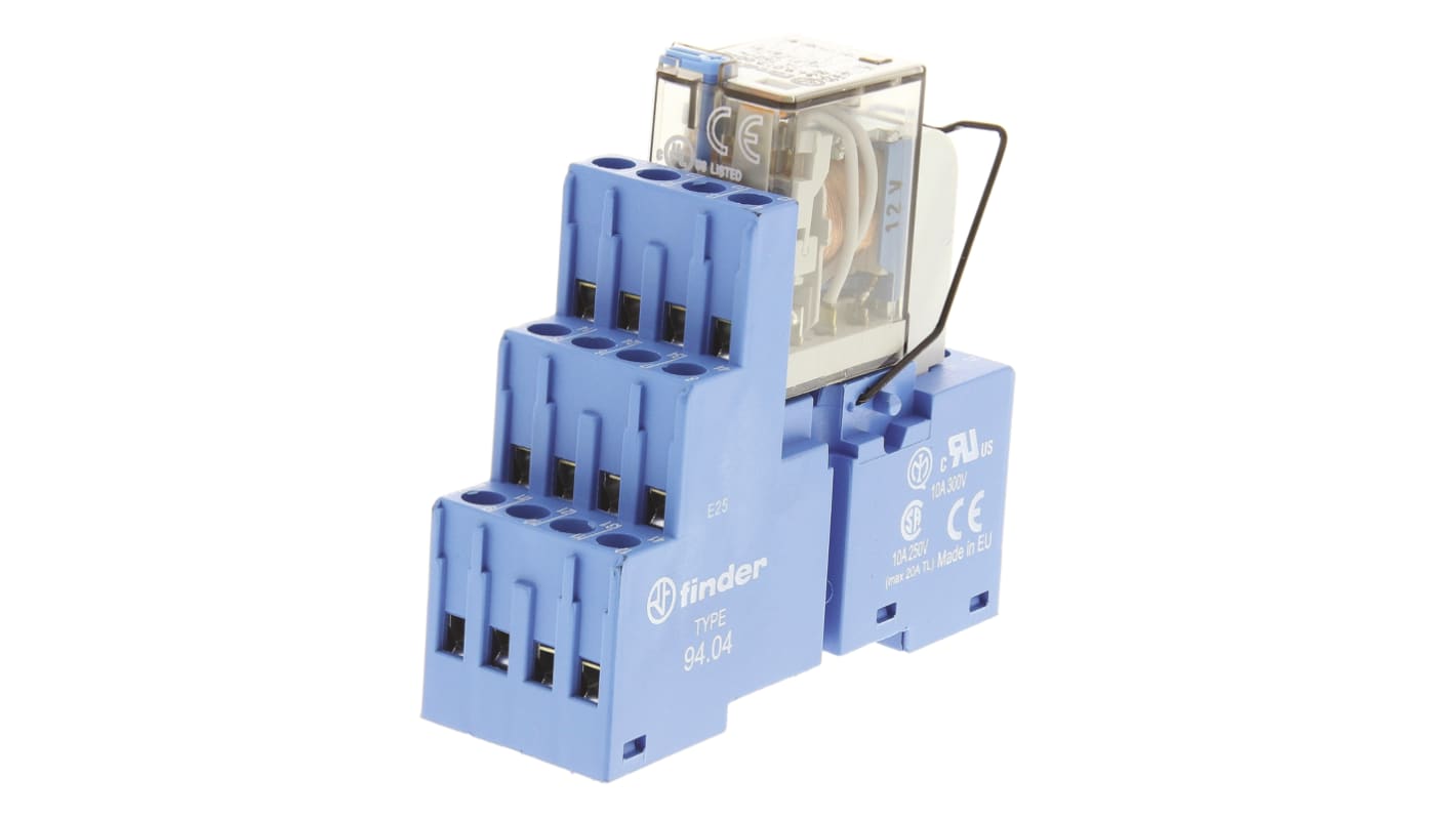 Finder  DIN Rail Mount Interface Relay, 12V dc Coil, 4PDT