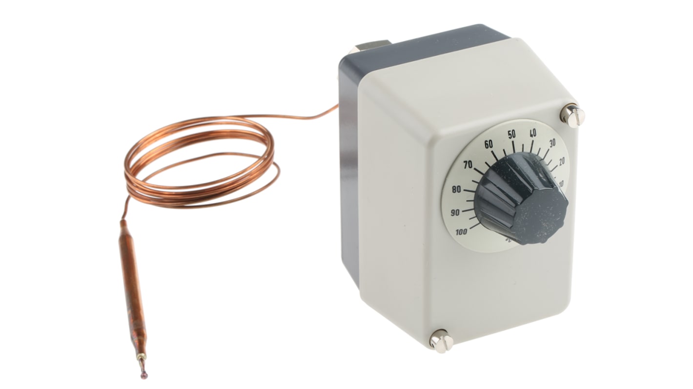 Jumo Capillary Thermostat, +100°C Max, NO/NC, Manual Reset, Surface Mount