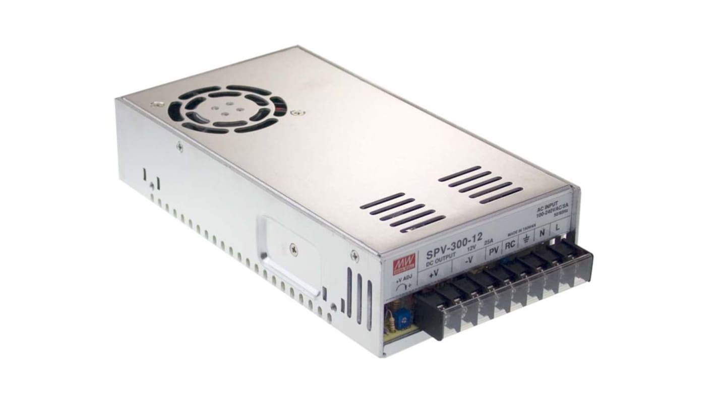 Mean Well Switching Power Supply, 12V dc, 25A, 300W, 1 Output 124 → 370 V dc, 88 → 264 V ac Input Voltage