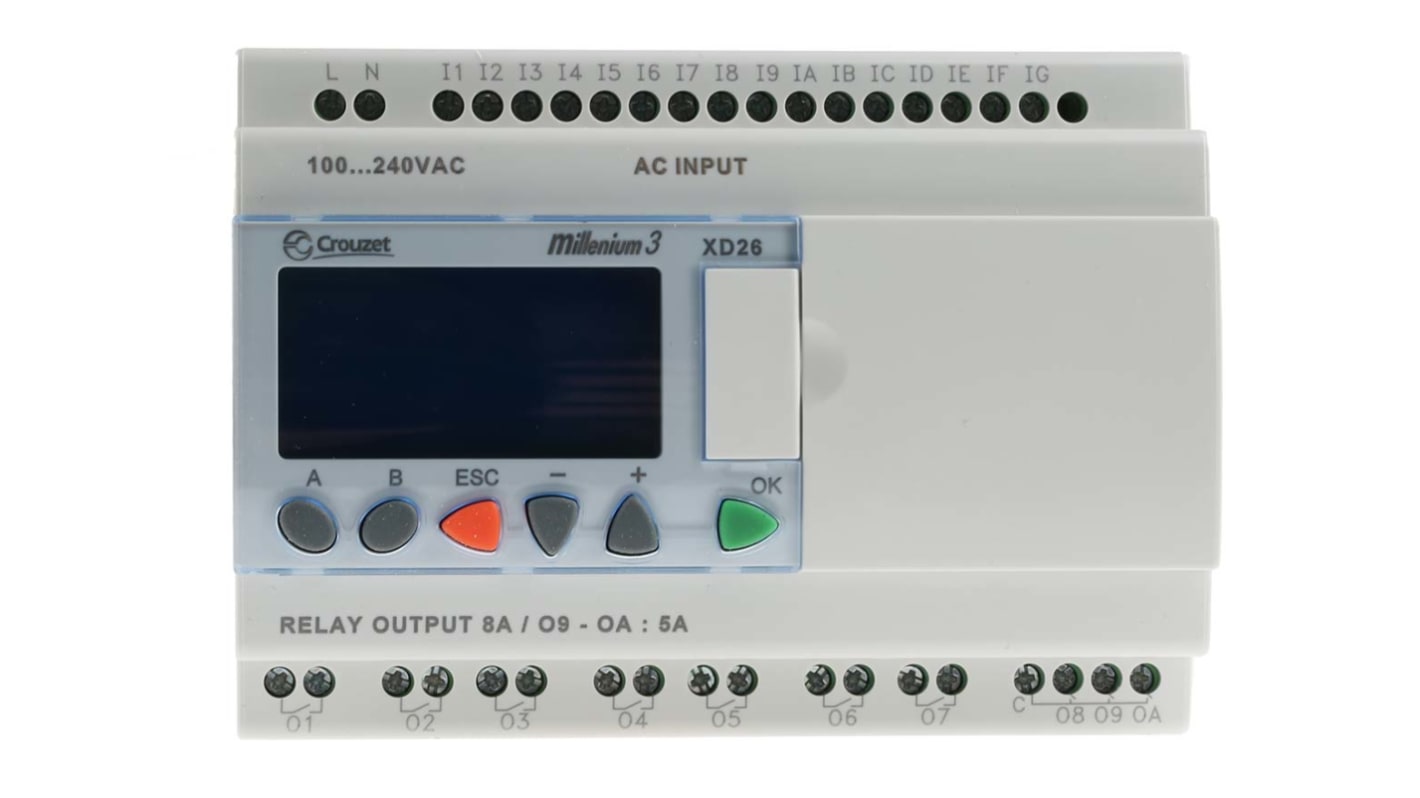 Crouzet, Millenium 3, Logic Module - 16 Inputs, 10 Outputs, Relay, Front Panel Interface