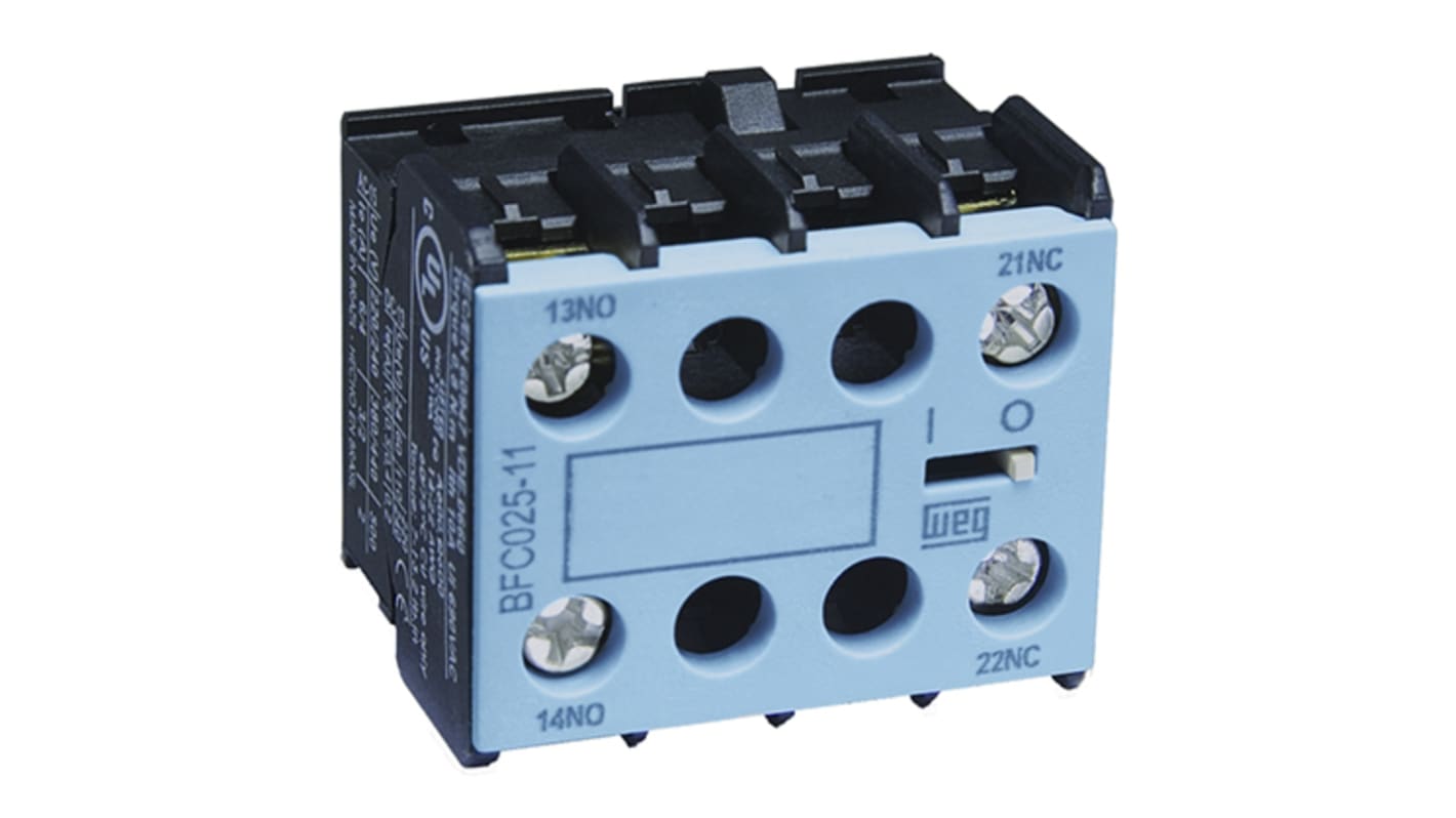 WEG Auxiliary Contact Block - 2NC, 2 Contact, Front Mount, 10 A
