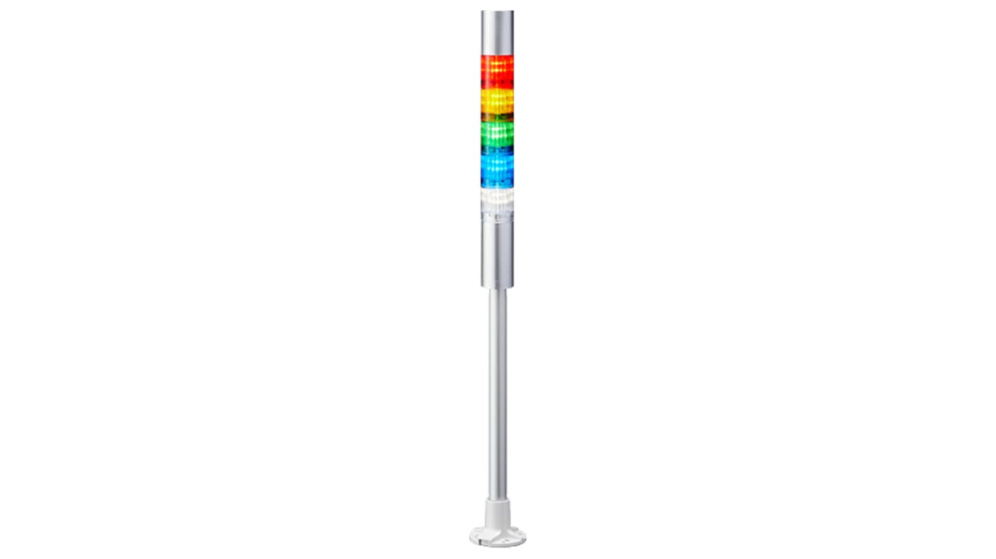 Patlite LR4 Series Coloured Buzzer Signal Tower, 5 Lights, 24 V dc, Pole Mount