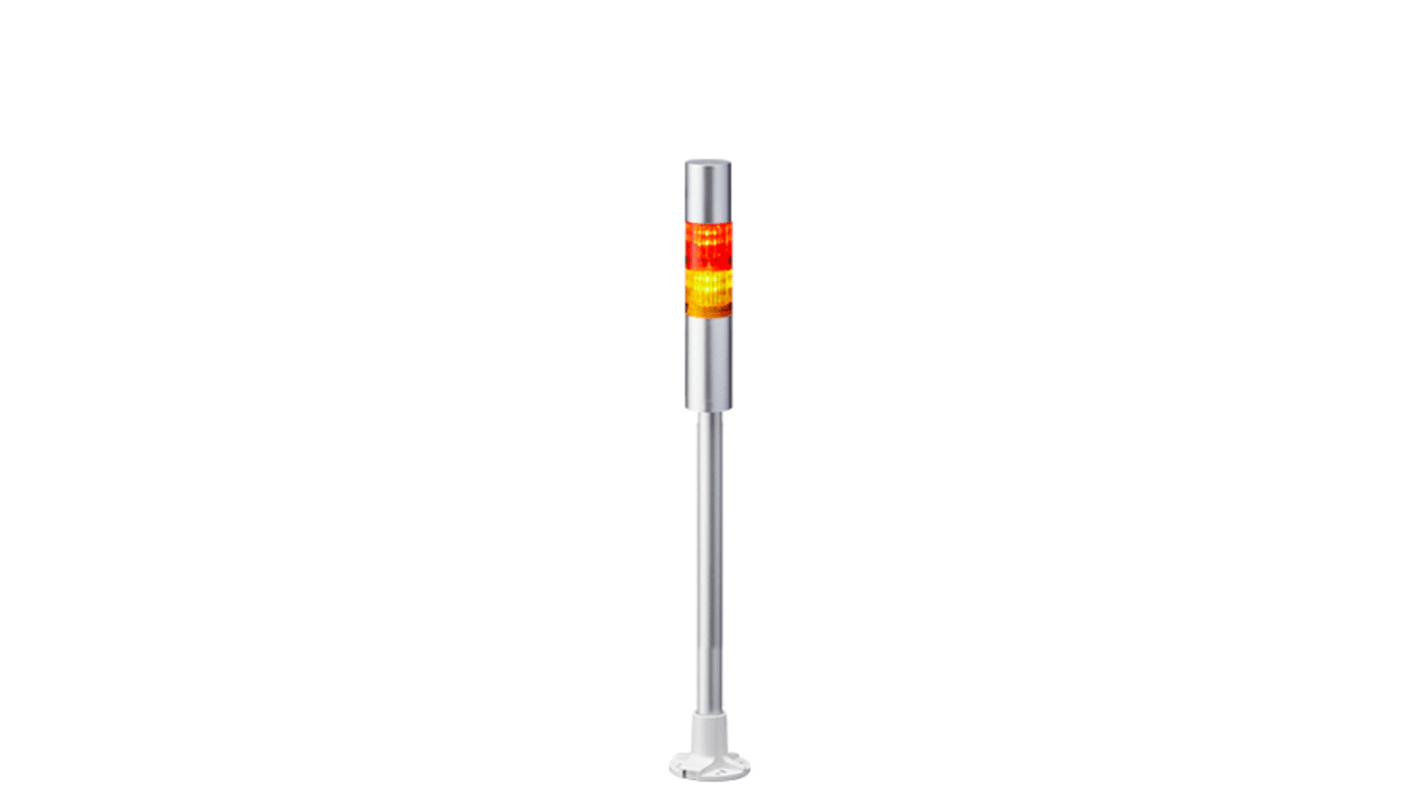 Patlite LR4 Series Coloured Buzzer Signal Tower, 2 Lights, 24 V dc, Pole Mount