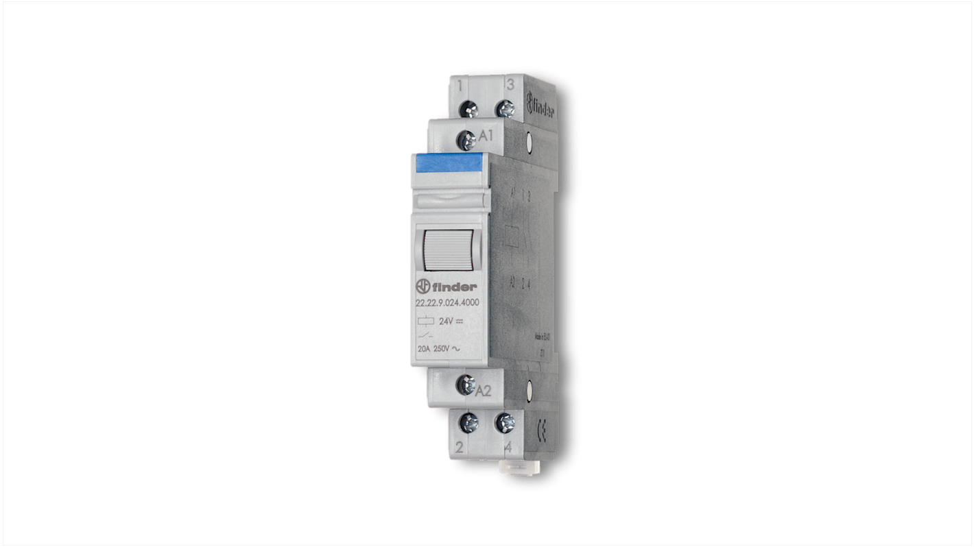 Finder DIN Rail Monostable Relay, 120V ac Coil, 20A Switching Current, DPST-2NO