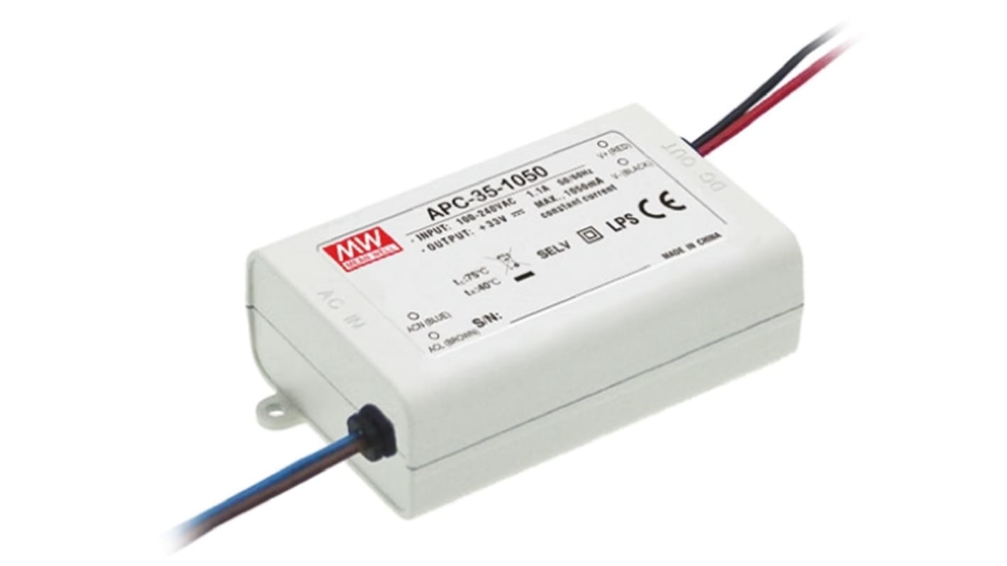 Mean Well LED Driver, 11 → 33V Output, 34.7W Output, 1.05A Output, Constant Current