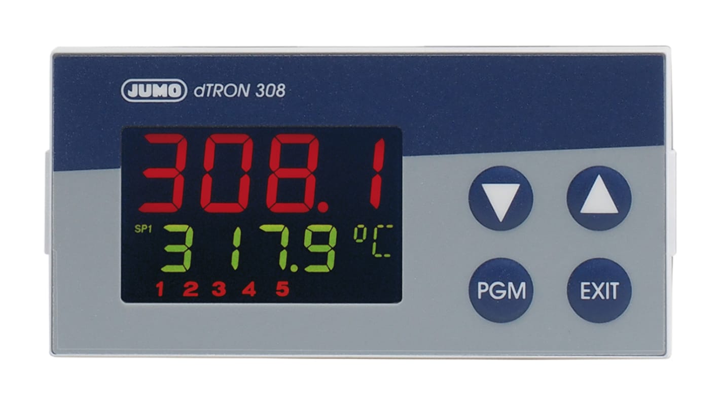 Jumo dTRON PID Temperature Controller, 96 x 48 (1/8 DIN)mm, 5 Output Analogue, 110 → 240 V ac Supply Voltage