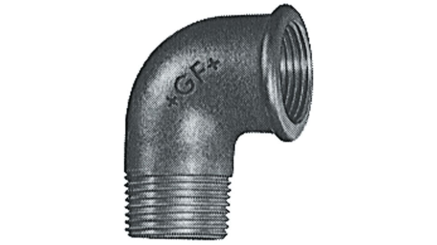 Georg Fischer Black Oxide Malleable Iron Fitting, 90° Elbow, Male BSPT 1in to Female BSPP 1in