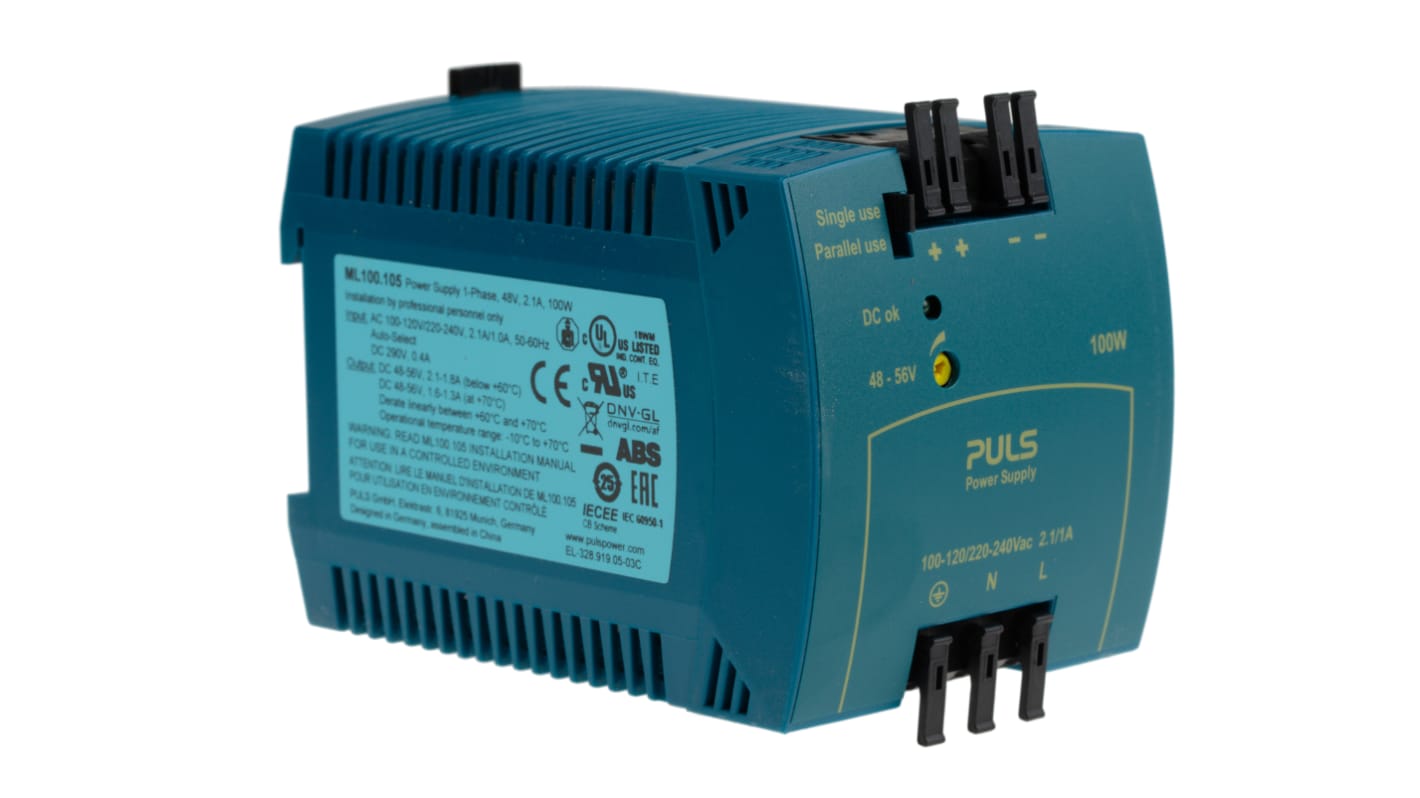 PULS MiniLine MLY Switch Mode DIN Rail Power Supply, 220 → 240V ac ac Input, 48V dc dc Output, 2.1A Output, 100W