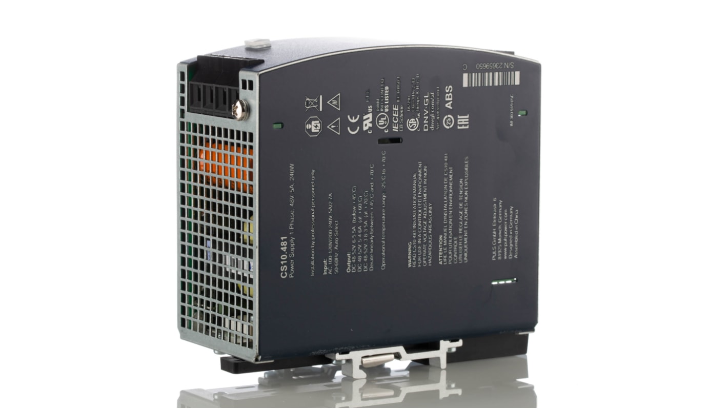 PULS DIMENSION C-Line Switch Mode DIN Rail Power Supply, 100 → 120V ac ac Input, 48V dc dc Output, 5A Output,