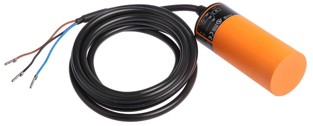 ifm electronic Capacitive Barrel-Style Proximity Sensor, 20 mm Detection, PNP Output, 10 → 36 V dc, IP65