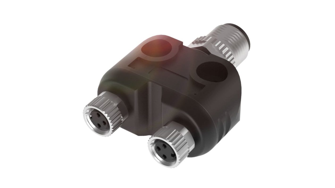 BALLUFF T Connector, 3 Contacts, Bulkhead Mount, Plug and Socket, IP68