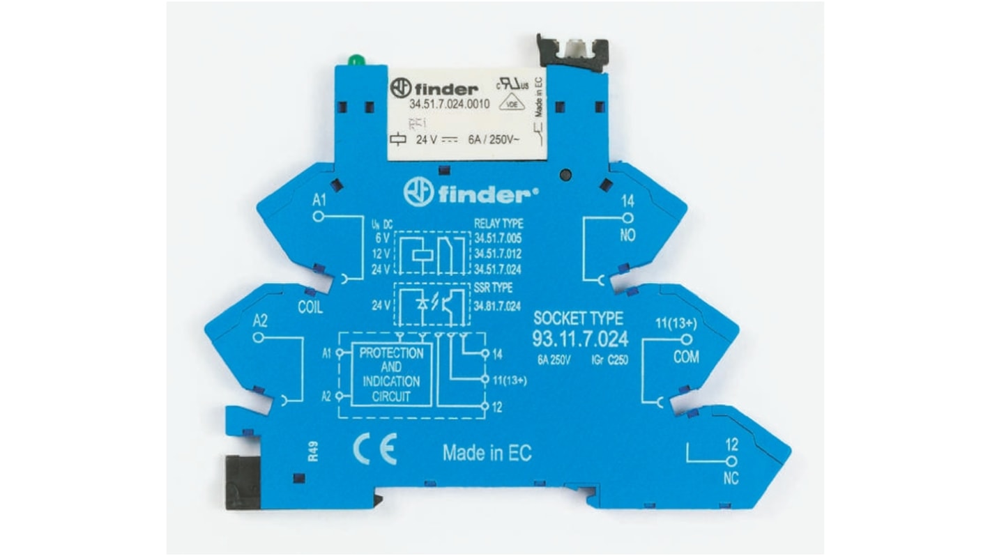 Finder  DIN Rail Mount Interface Relay, 12V dc Coil, SPDT
