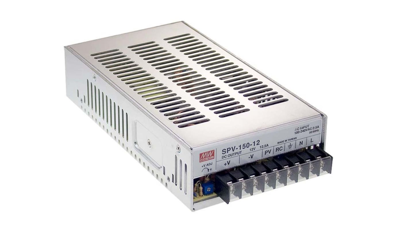 Mean Well Switching Power Supply, 12V dc, 12.5A, 150W, 1 Output 124 → 370 V dc, 88 → 264 V ac Input