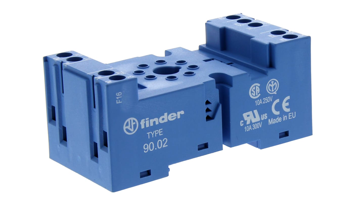 Finder 90 Relay Socket for use with 60.12 8 Pin, DIN Rail, 250V ac