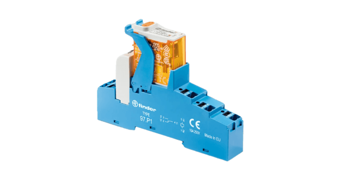 Finder  DIN Rail Mount Interface Relay Module, 12V dc Coil, 16A Load Current, SPDT